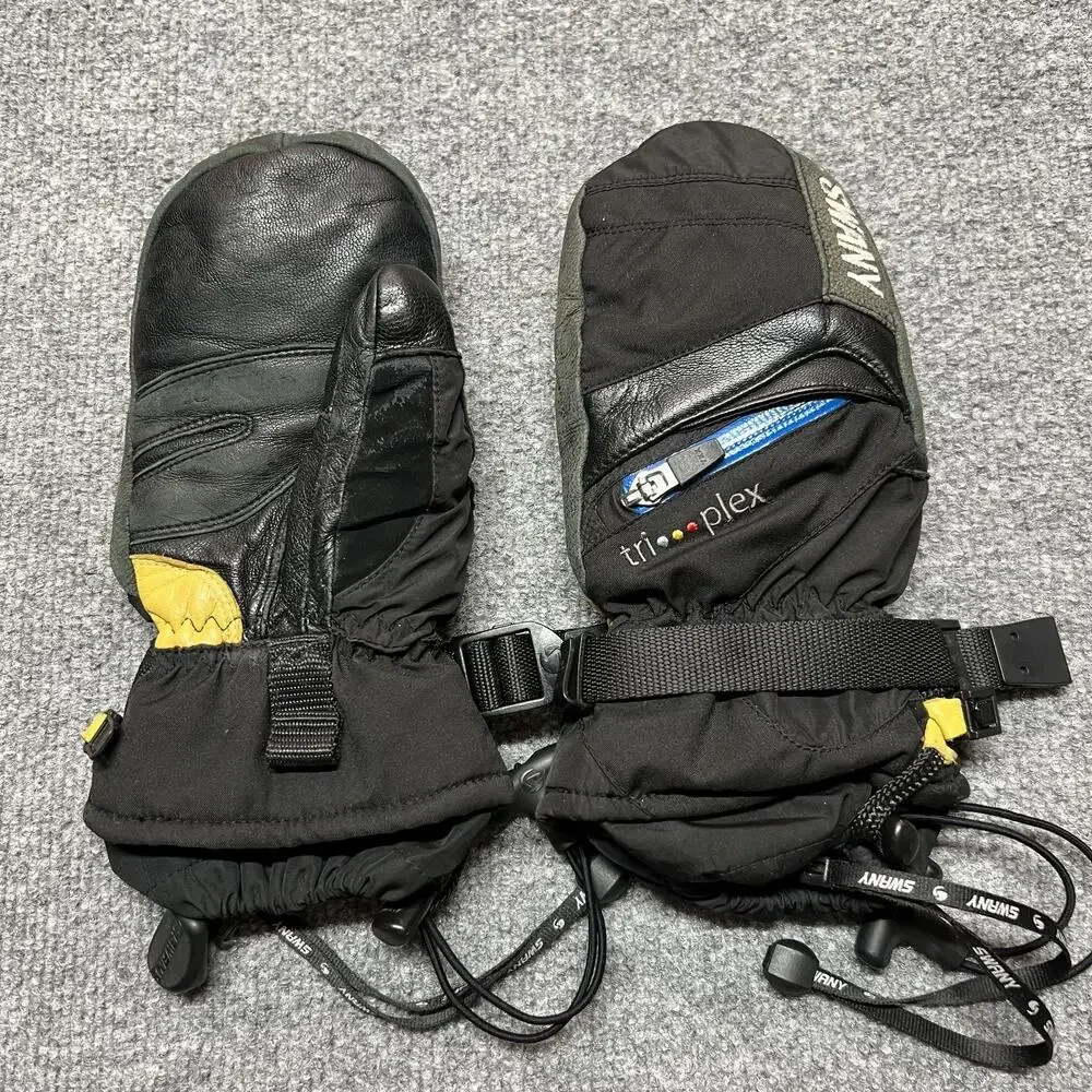 Swany Mittens Womens Medium Black Leather Insulated Lined Ski Snowboard Winter